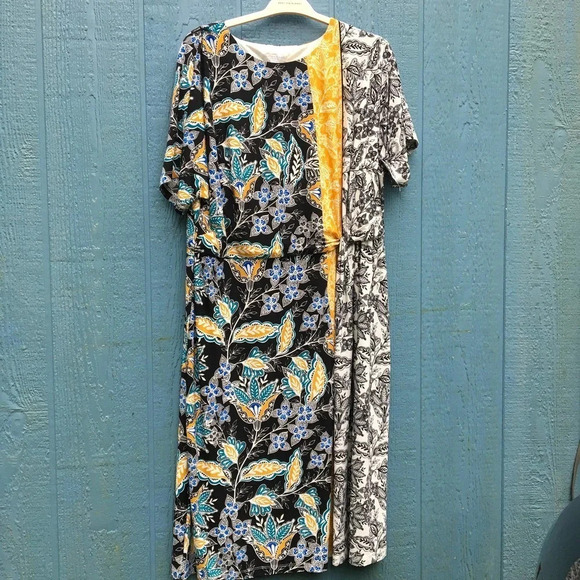 London Times Women’s Tri Color Paisley Midi Dress Plus Size 2X NWT - Picture 3 of 6